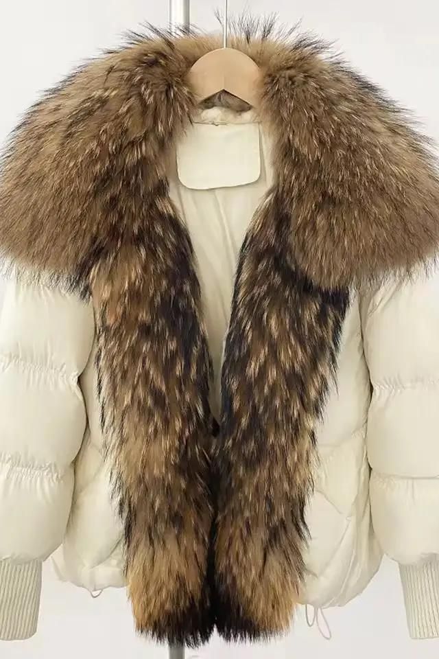 Luxus Jacke mit Kunstpelzkragen